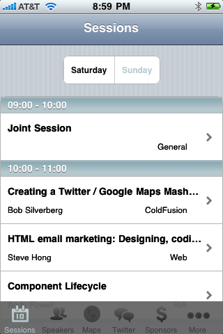 NCDevCon iPhone App - Sessions